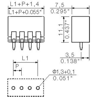Weidmüller - Leiterplattensteckverbinder Leiterplattensteckverb. SL 3.5/4/180G4.5SNOR BX, Leiterplatt. − 100 Stück