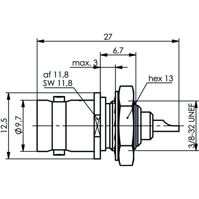 Telegärtner - Koax-Steckverbinder BNC Einbaubuchse 100023404 UG-625 B/U 50 Ohm