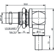 Telegärtner - Koax-Steckverbinder BNC-Kabelwinkeleinbaub. 100023373 50 Ohm RG58C/U(G1) − 5 Stück
