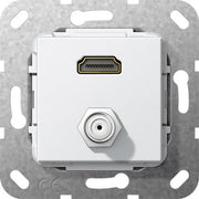 Gira - Einsatz/Abdeckung für Kommunikationstechnik UP Tragring HDMI und SAT 567503 F-Buchse rws