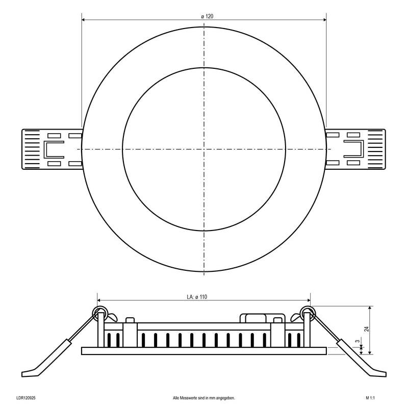 EVN Lichttechnik - Decken-/Wandleuchte LED-Einbaupanel LDR120925