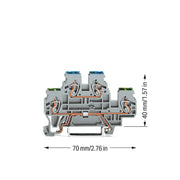 WAGO - Schutzleiter-Reihenklemme Doppelstockklemme 870-517 0,08-2,5/4qmm PE/N − 50 Stück