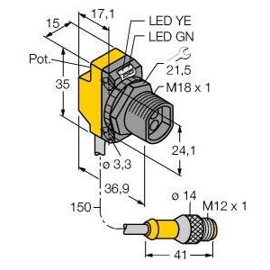Turck - Lichtleitersensor/Lichtleiterverstärker Opto Sensor QS18VP6FQ5 Lichtleiter