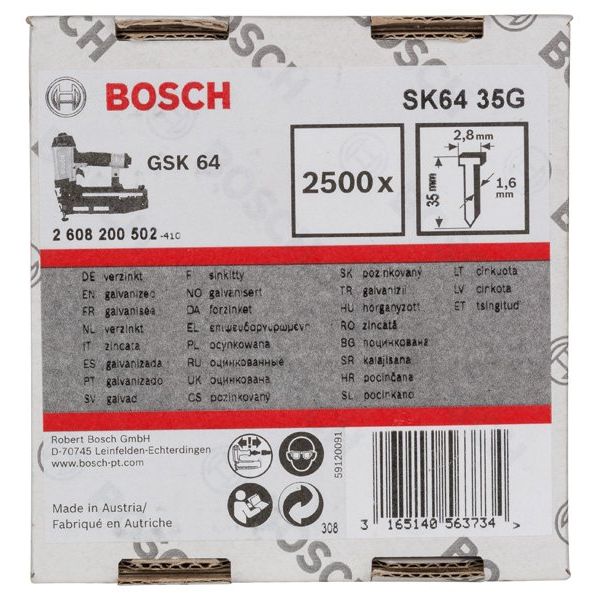 Bosch - Nagel für Nagelgerät Senkkopf-Stift SK64 35G, 2608200502 1,6 mm 35 mm