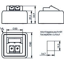 Telegärtner - Kommunikationsanschlussdose Kupfer Modul-Aufnahme AP 80x80 100021382 2fach aws leer − 1 Stück