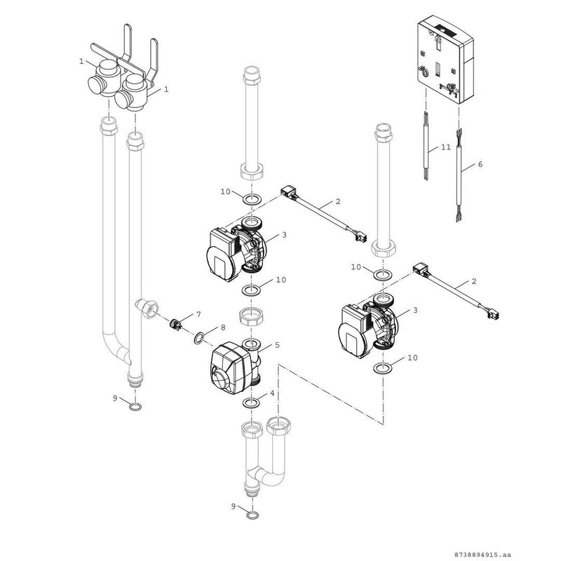 Bosch Thermotechnik - Zubehör/Ersatzteile für Wärmepumpe Anschluss-Set AWMB-2HK auf 2 Heizkreise