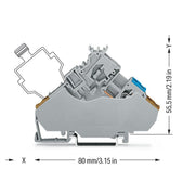 WAGO - Initiator/Aktor-Reihenklemme 2-Leiter-Aktorenklemme 280-565/280-319 2,5mm²,grau − 50 Stück