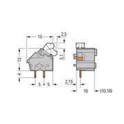 WAGO - Leiterplattenklemme Anreihbare Leiterplattenk. 256-866 Drücker,2,5mm²,or − 100 Stück
