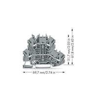 WAGO - Durchgangs-Reihenklemme Doppelstockklemme 2202-2202 Drücker,grau − 50 Stück