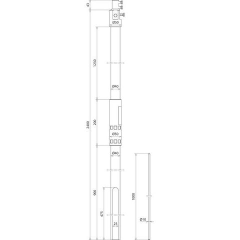 DEHN - Zubehör/Ersatzteile für Erdung und Blitzschutz Stützrohr f. HVI lightplus SR D40 2400 #105678 L1000mm
