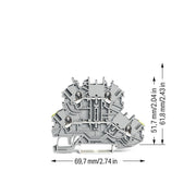 WAGO - Durchgangs-Reihenklemme Doppelstockklemme 2000-2201/353-000 L/L 1 mm2 grau − 50 Stück
