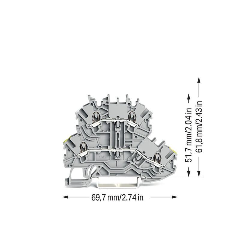 WAGO - Durchgangs-Reihenklemme Doppelstockklemme 2000-2201/353-000 L/L 1 mm2 grau − 50 Stück