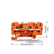 WAGO - Durchgangs-Reihenklemme Durchgangsklemme 2004-1302 3-Leiter, TS 35 − 50 Stück