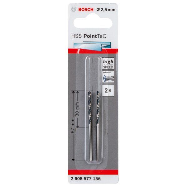 Bosch - Bohrer Metallspiralbohrer HSS 2608577156 PointTeQ DIN 338 2,5