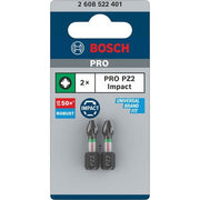 Bosch - Bit PRO Pozidriv Impact Bit, 2608522401 PZ2, 25 mm, 2-tlg