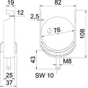 OBO Bettermann - Bügelschelle BS-U1-M-76 FT 70-76mm − 25 Stück