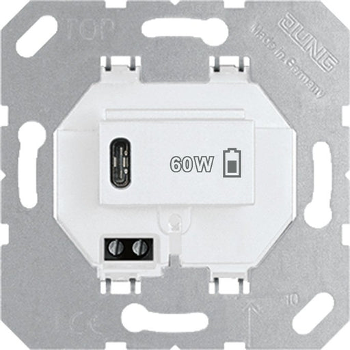 Jung - USB-Spannungsversorgung USB-Ladegerät PD USB PD60 C WW 1xTyp C, alpinweiß − 1 Stück