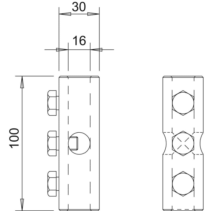 OBO Bettermann - Verbinder für Blitzschutz K-Verbinder 101 IK-16 f.16mm GFK-Stangen − 10 Stück
