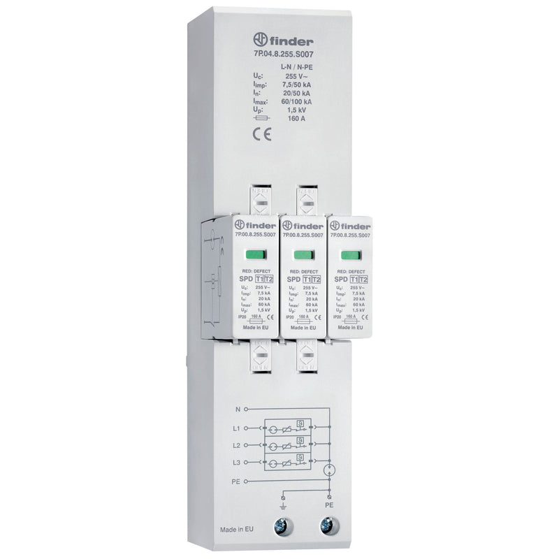 Finder - Blitzstromableiter für Energietechnik Kombiableiter 7P.04.8.255.S007