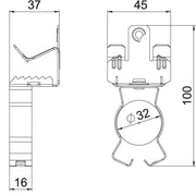 OBO Bettermann - Befestigungsklammer Trägerklammer SCVPC 14-20 D32 m.Rohrauf.u. 30-32mm − 50 Stück