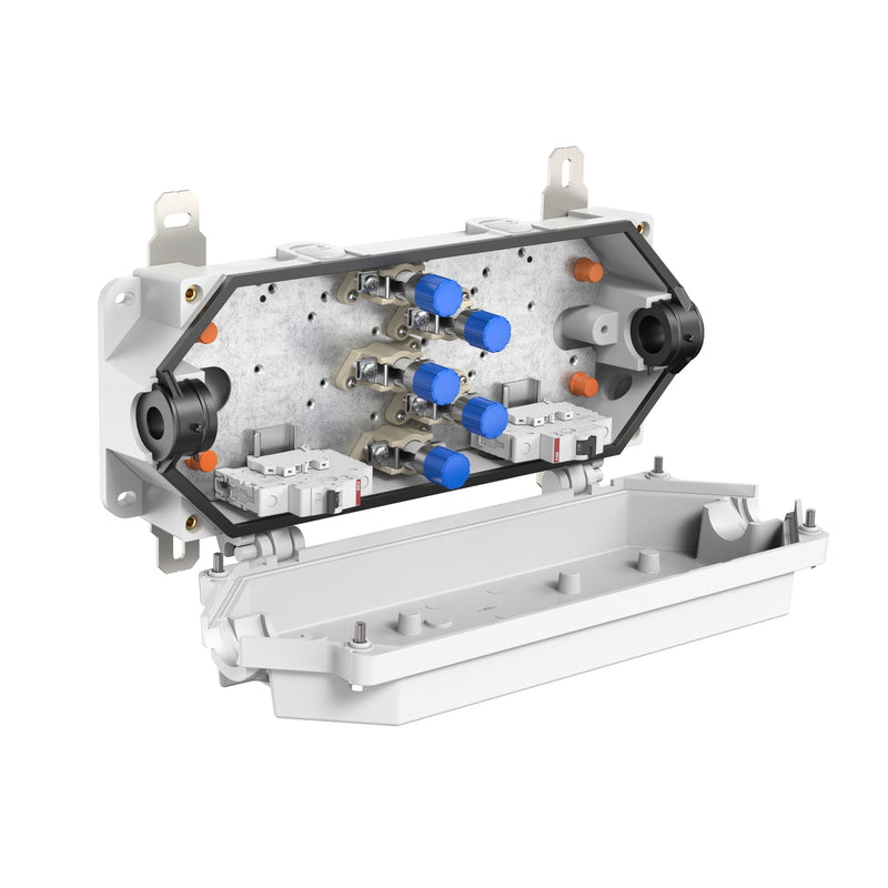 Spelsberg - Dose, Gehäuse für Montage auf der Wand/Decke Verbindungsdose Rapid-Box 50q 2x3 2F
