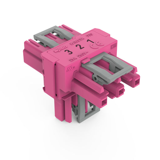 WAGO - Kompaktverteiler für steckbare Gebäudeinstallation T-Verteiler 3-polig 770-1713 Kod. B,pink − 50 Stück