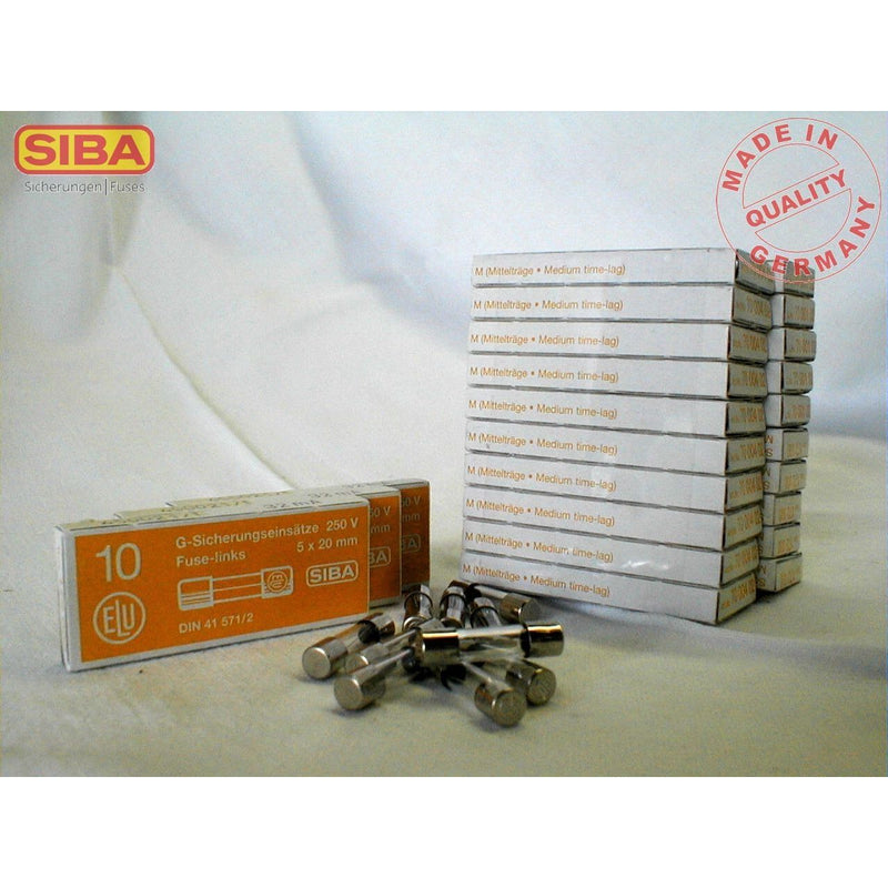 Siba - Zylindrische Sicherung G-Sicherung M 500mA 172000 5x20 − 100 Stück