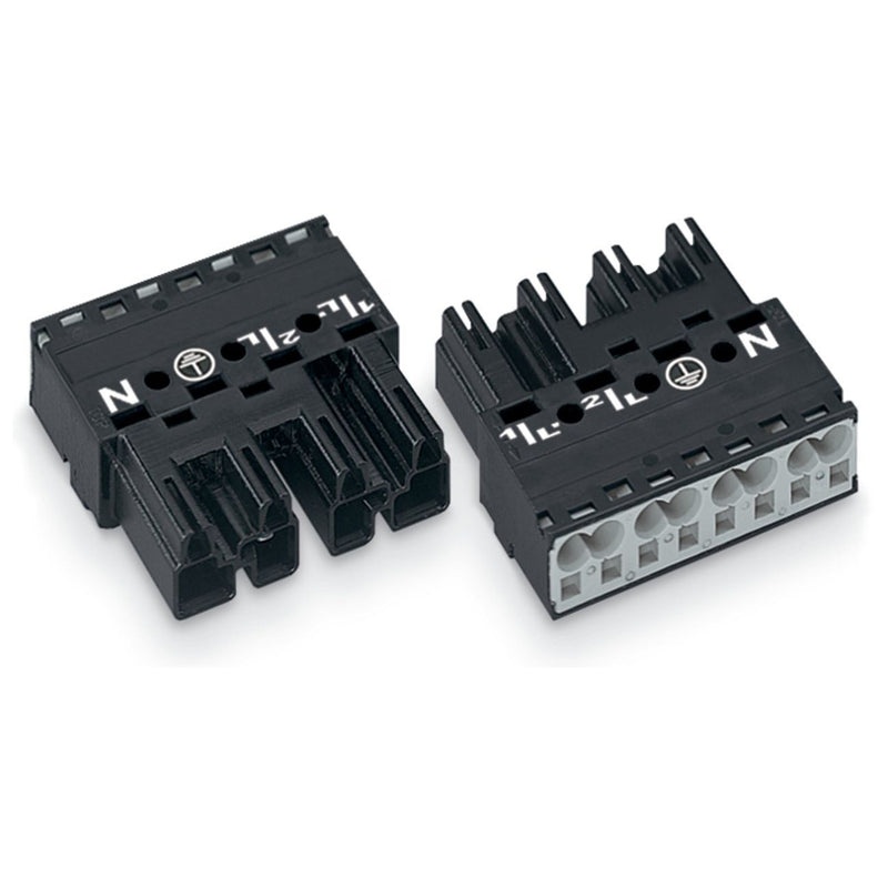 WAGO - Steckverbinder für steckbare Gebäudeinstallation Stecker 770-214 2x0,5-4mmq schwarz − 50 Stück
