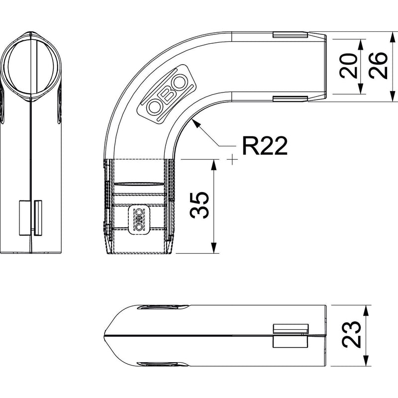 OBO Bettermann - Bogen für Installationsrohre Quick-Pipe-Bogen 3000 BMS M20 RW 90 Grad