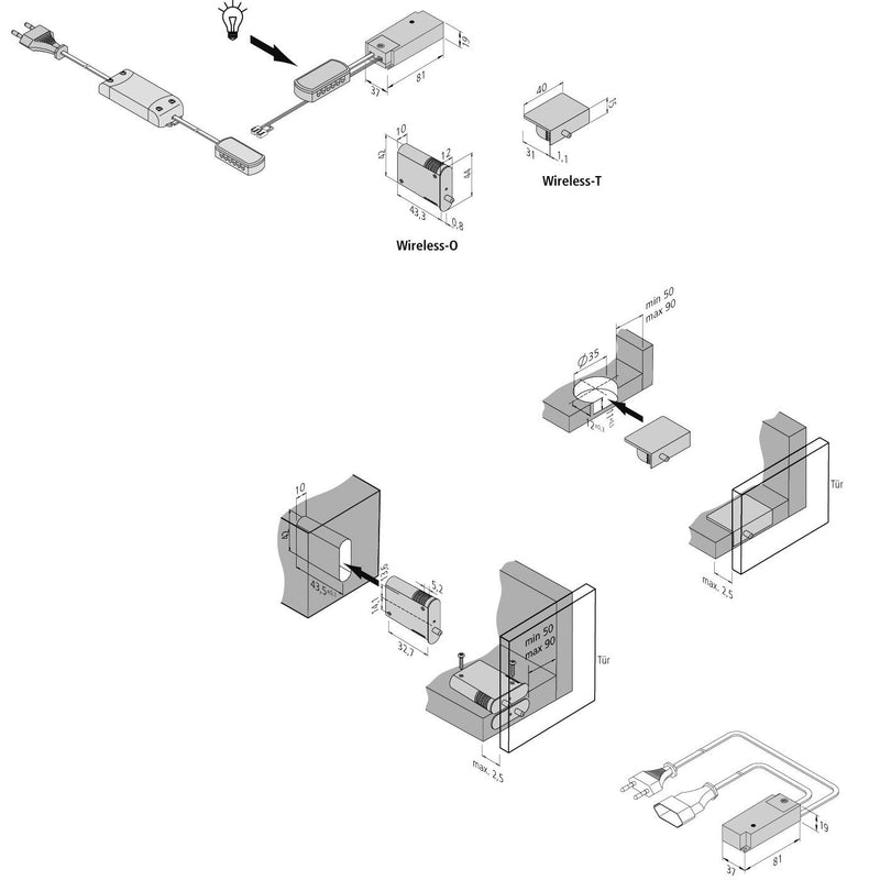 Hera - LED-Betriebsgerät Türkontaktschalter 20805003035 Wireless  − 1 Stück