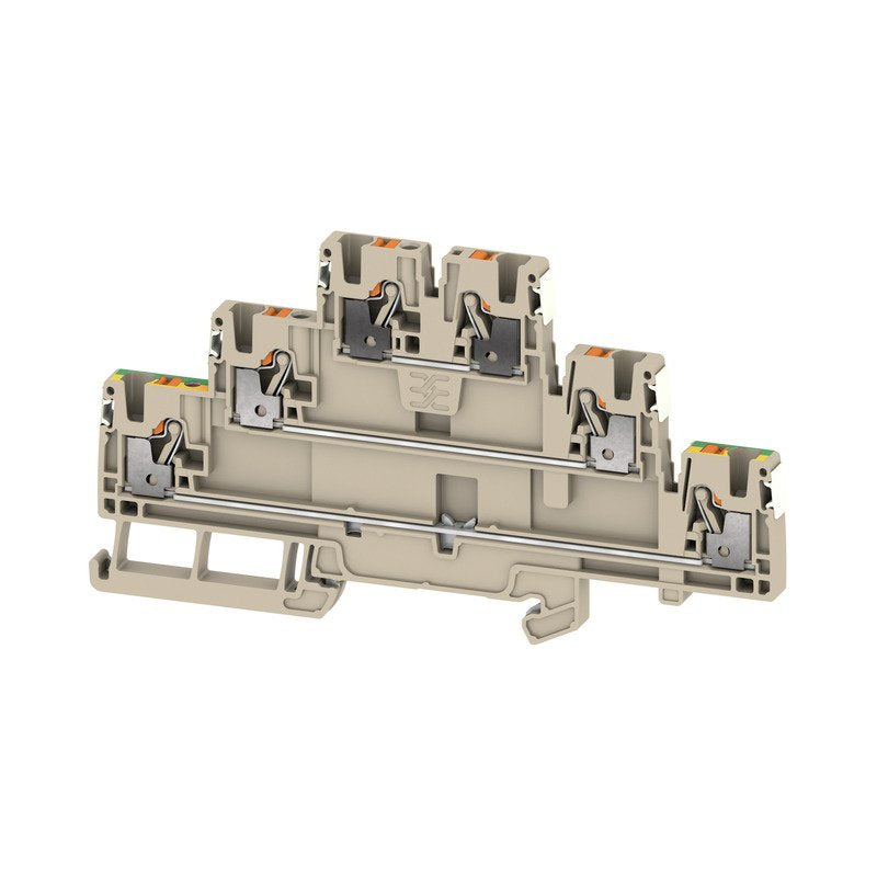Weidmüller - Durchgangs-Reihenklemme Klemme A3T 2.5 FT-FT-PE DL PUSH IN, 2.5 mm² − 50 Stück