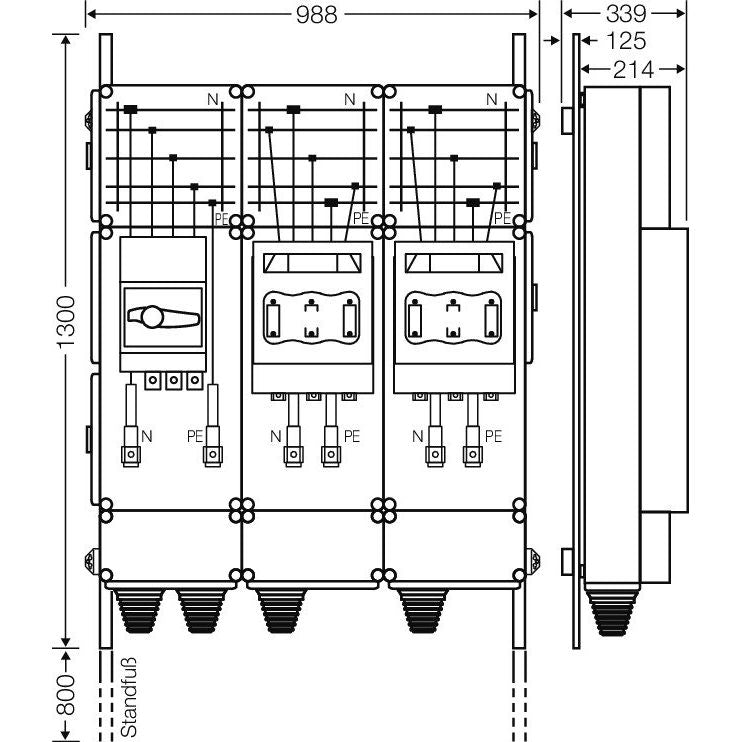 Hensel - Verteilerschrank für Energieversorgung Ladeverteiler Mi EV 200kW 2000 b. z. 2 Ladepunkte