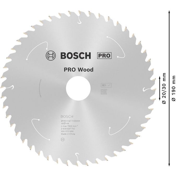 Bosch - Kreissägeblatt PRO Wood cordless 2608837710 Kreissägeblatt 190 x