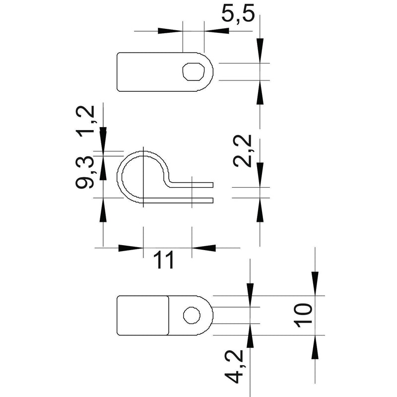OBO Bettermann - Befestigungsschelle für Kabel/Rohre Befestigungsschelle 255 9.5 LGR Iso,gr − 100 Stück