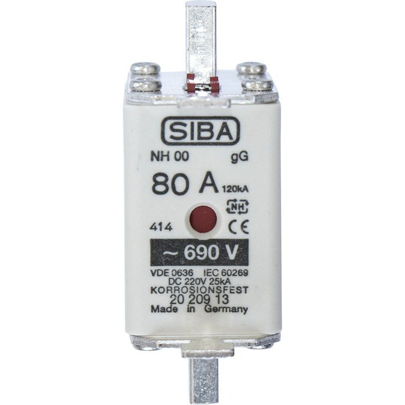 Siba - Messersicherung NH-Sicherungseinsatz 2020913.63 63A NH00 gG 690V − 3 Stück