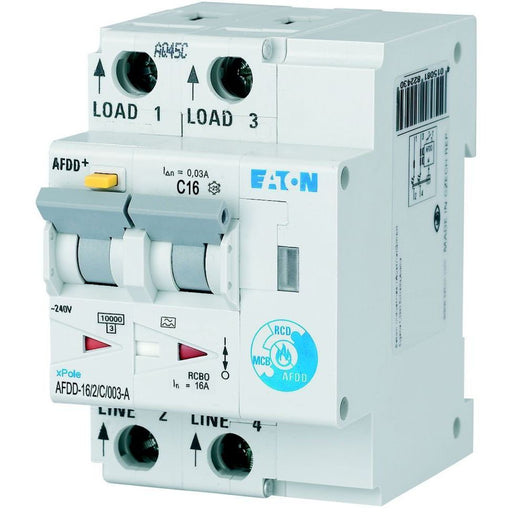 Eaton - Kombination FI-Schalter/Leitungsschutzschalter mit Zusatzeinrichtung Brandschutzschalter AFDD-16/2/C/003-A 2polig, C16A, 30mA