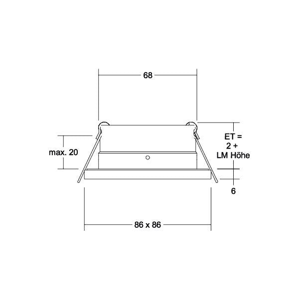 Brumberg Leuchten - Downlight/Strahler/Flutlicht Einbaudownlight o.Fassung 37006080 IP54, sw, V4A, quad