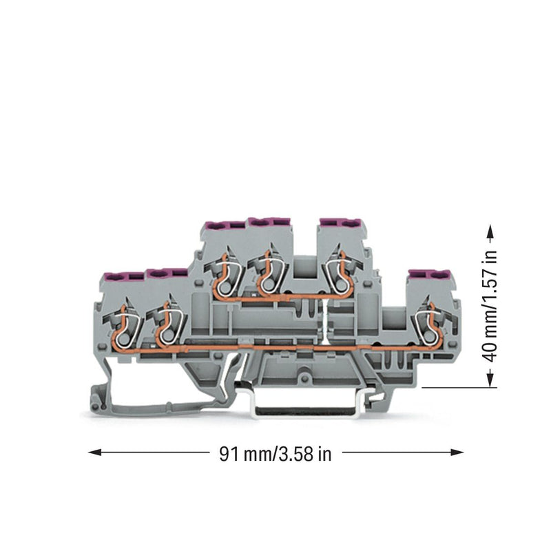 WAGO - Durchgangs-Reihenklemme Durchgangsklemme 870-538 0,08-2,5/4qmm gr L − 50 Stück