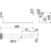 OBO Bettermann - Dachleitungshalter für Blitzschutz Dachleitungshalter isCon H280 VA f.Ziegeldächer − 25 Stück