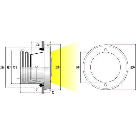 Wibre - Decken-/Wandleuchte Schwimmbecken-Scheinwerfer 4.0311.00.00 PAR56 300W 12V AC