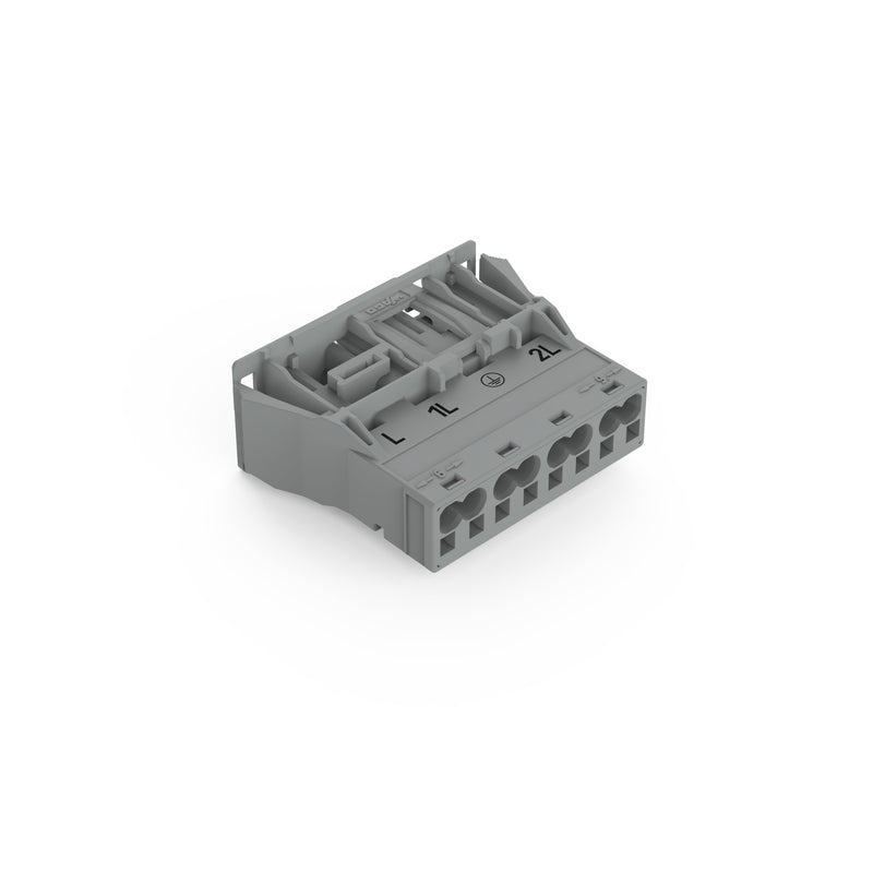 WAGO - Geräteanschluss für steckbare Gebäudeinstallation Snap-In-Stecker 770-754/064-000 4-polig,Kod. B,grau − 100 Stück