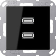 Jung - Multifunktions-Anschlussdose Multimedia-Anschluss sw MA A 1153 SW 2 x USB m.Tragring