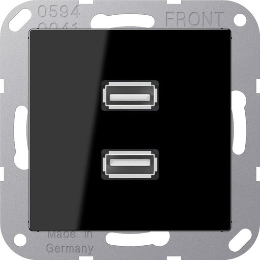 Jung - Multifunktions-Anschlussdose Multimedia-Anschluss sw MA A 1153 SW 2 x USB m.Tragring
