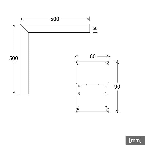 LTS Licht&Leuchten - Mechanisches Zubehör/Ersatzteile für Leuchten 90Grad Eckprofil LKDI-P 060. #665201