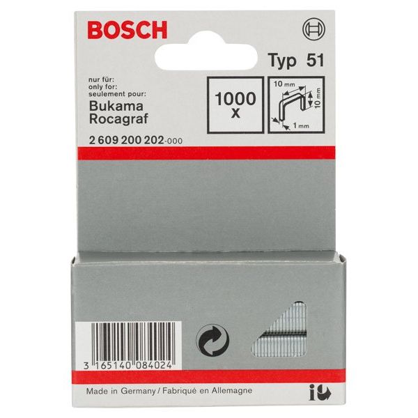 Bosch - Heftklammer Flachdrahtklammer Typ 51, 2609200202 10 x 1 x 10 mm