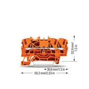 WAGO - Durchgangs-Reihenklemme Durchgangsklemme 2002-1302 3-Leiter, TS 35 − 100 Stück