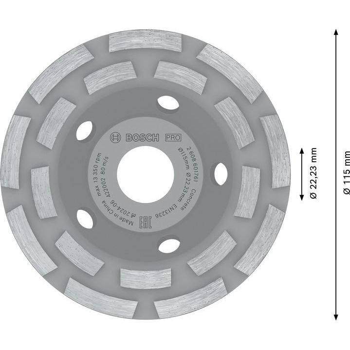 Bosch - Trenn-/Schleifscheibe PRO Concrete Topfscheibe, 2608601761 50 x 115 mm 22,23 mm