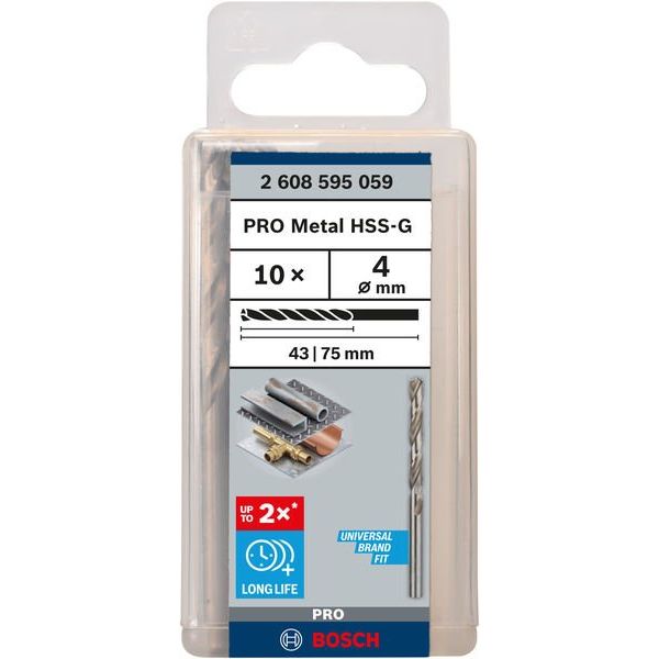 Bosch - Bohrer PRO Metal HSS-G 2608595059 Spiralbohrer 4 x 43