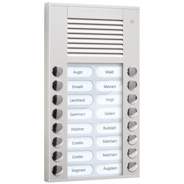 TCS Tür Control - Türstation für Türkommunikation Audioaußenstation 2-reihig PES16-EN/04 16 Tasten AP silber