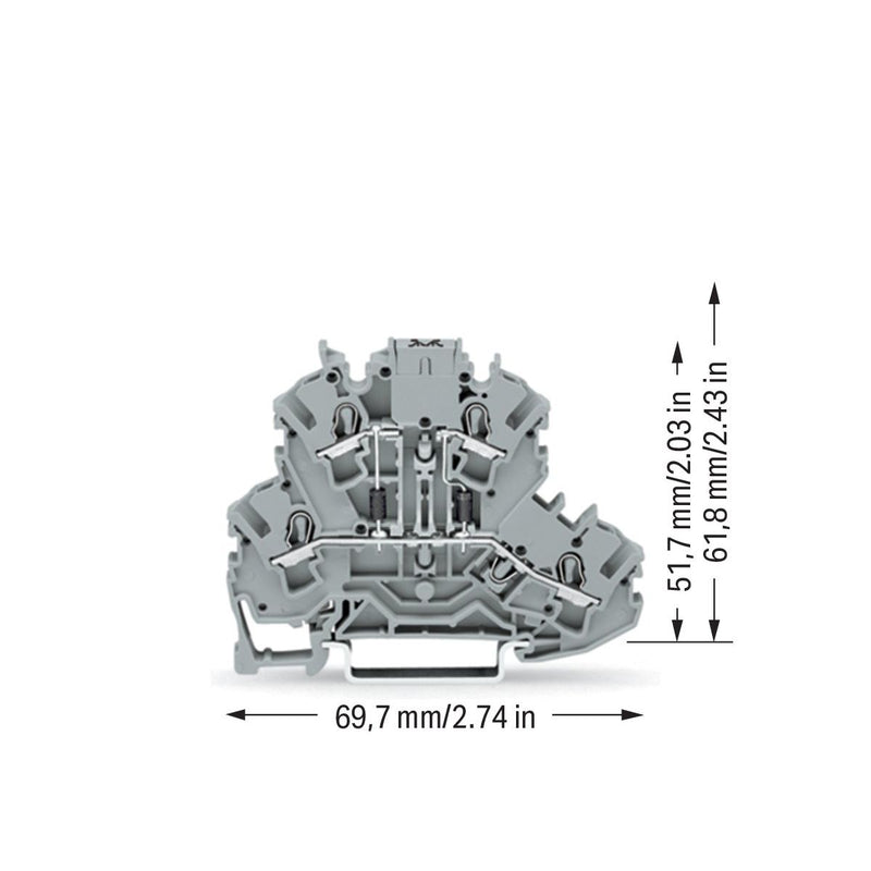 WAGO - Bauelement-Reihenklemme Bauelementklemme 2002-2213/1000-487 2 Dioden 1N4007,grau − 50 Stück